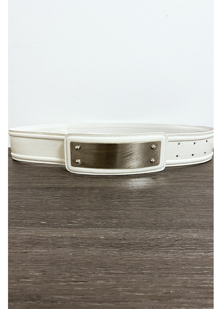 Ceinture blanche avec longue boucle rectangulaire - 1