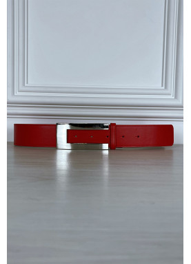 Ceinture rouge avec boucle rectangle - 5