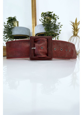 Ceinture rouge femme effet usé vintage - 1