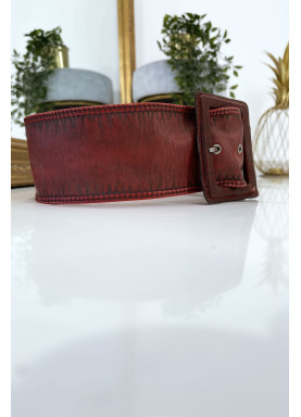 Ceinture rouge femme effet usé vintage - 5