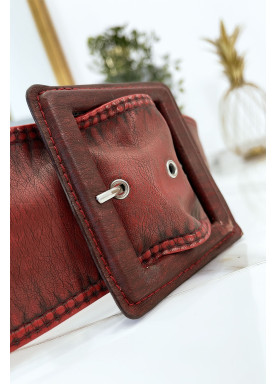 Ceinture rouge femme effet usé vintage - 6