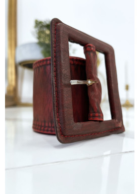 Ceinture rouge femme effet usé vintage - 7