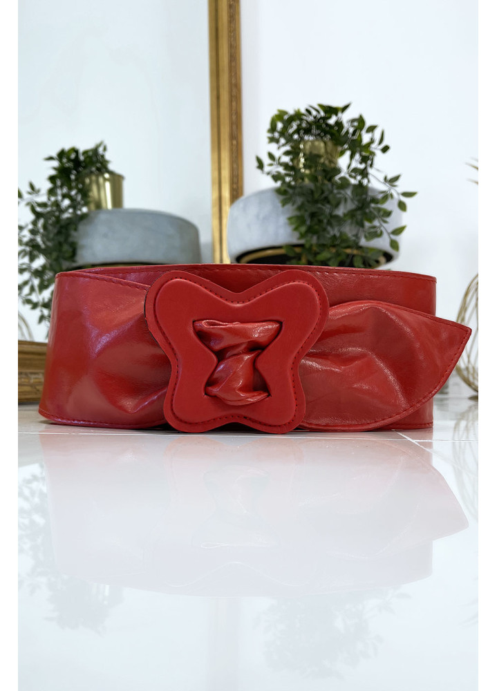 Ceinture rouge femme avec forme papillon à la boucle - 1