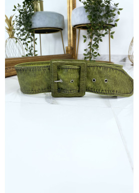 Ceinture verte femme effet usé vintage - 1