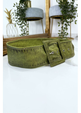 Ceinture verte femme effet usé vintage - 3
