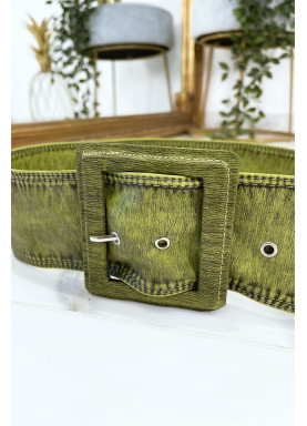 Ceinture verte femme effet usé vintage - 7