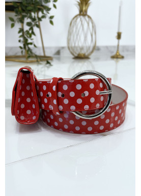 Ceinture rouge à pois avec pochette - 6