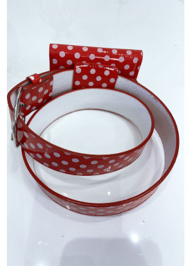 Ceinture rouge à pois avec pochette - 7