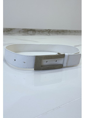 Ceinture blanche à boucle rectangulaire destroy - 2