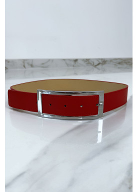 Ceinture rouge avec boucle argenté - 1
