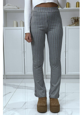 Pantalon vert motif carreaux patte d'eph - 1