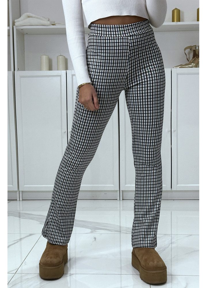 Pantalon vert motif carreaux patte d'eph - 2