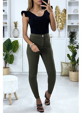 Jeans slim en kaki avec fausse poches à l'avant - 3