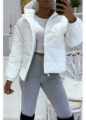 Doudoune blanche à capuche en relief triangulaire légère et chaleureuse indispensable de l'hiver - 2