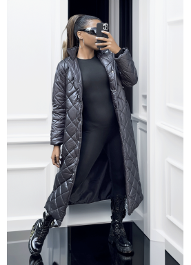 Longue doudoune matelassé en noire - 4