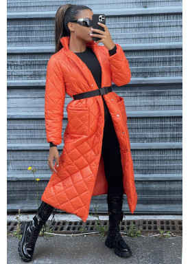 Longue doudoune matelassé en orange - 2