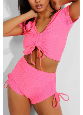 Ensemble push up yoga short et crop top rose - 2