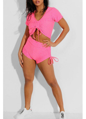 Ensemble push up yoga short et crop top rose - 3