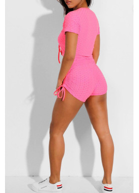 Ensemble push up yoga short et crop top rose - 4