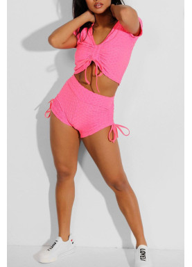 Ensemble push up yoga short et crop top rose - 5