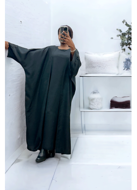 Abaya 2 pièces robe et kimono en noir - 3