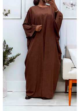 Abaya 2 pièces robe et kimono en choco - 2