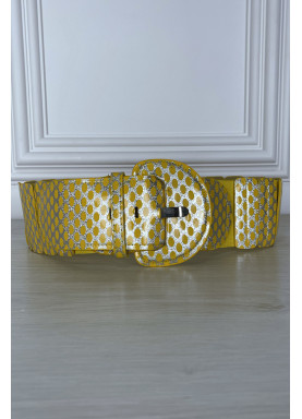 Ceinture jaune élastique à empiècement rectangulaire - 4