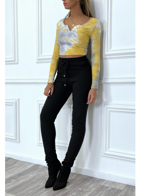 Pantalon noir coupe cigarette à élastique - 4
