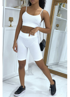 Ensemble moulant blanc crop top - 1