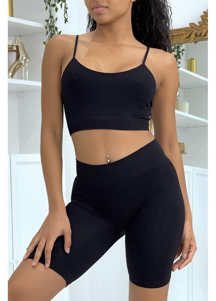 Ensemble moulant noir crop top - 1
