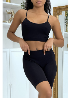 Ensemble moulant noir crop top - 2