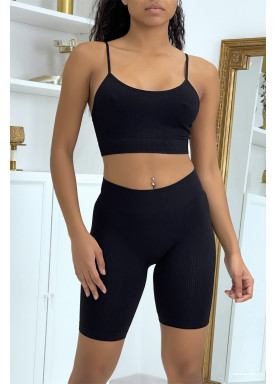 Ensemble moulant noir crop top - 4