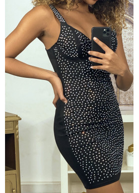 Robe de soirée noir ornée de strass - 4