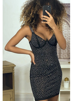 Robe de soirée noir ornée de strass - 7