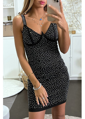 Robe de soirée noir ornée de strass - 9