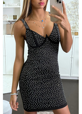 Robe de soirée noir ornée de strass - 10