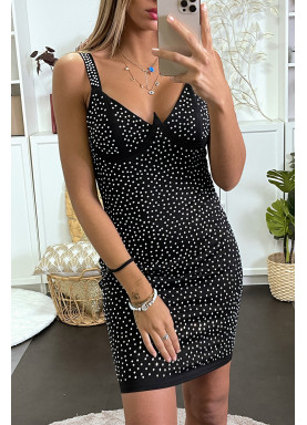 Robe de soirée noir ornée de strass - 11