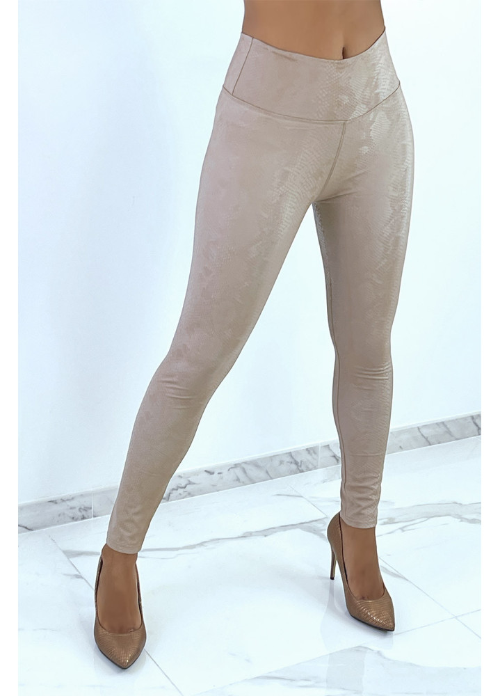 Legging taupe effet 3D motif Python - 2