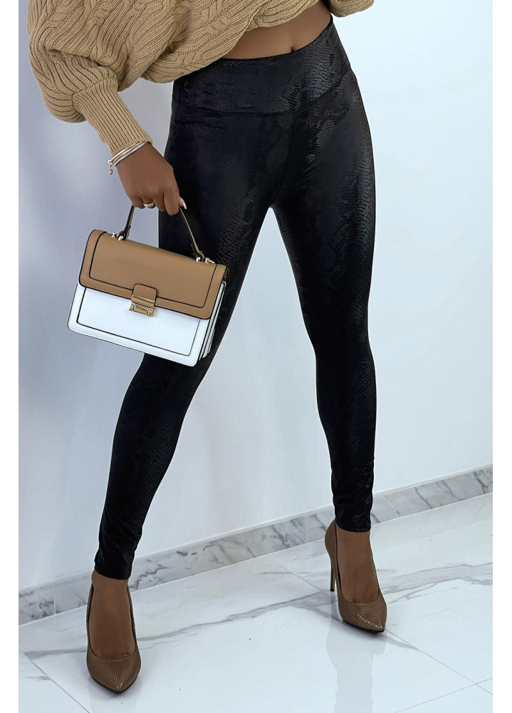 Legging noir effet 3D motif Python - 1