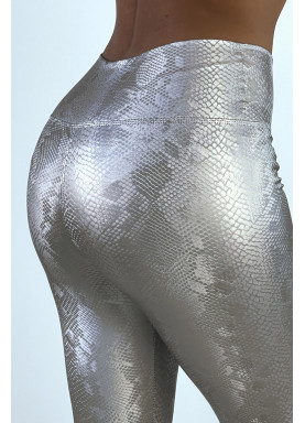 Legging gris argenté effet 3D motif Python - 5