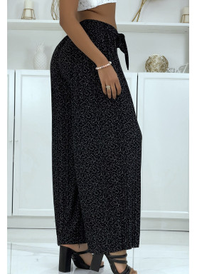 Pantalon plissé fluide noir à motif marbre - 3