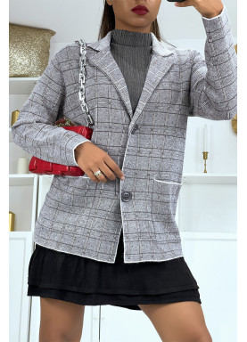 Gilet gris à col revers et pression - 2