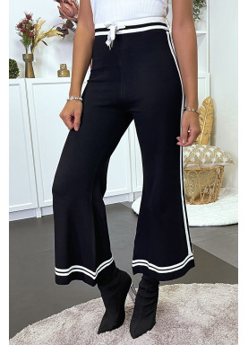 Palazzo très evasé style jogging à bandes - 4