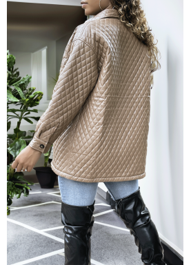 Manteau marron matelassé - 4