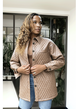 Manteau marron matelassé - 7