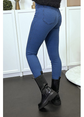 Jeggings bleu à carreaux avec poches arrières - 5